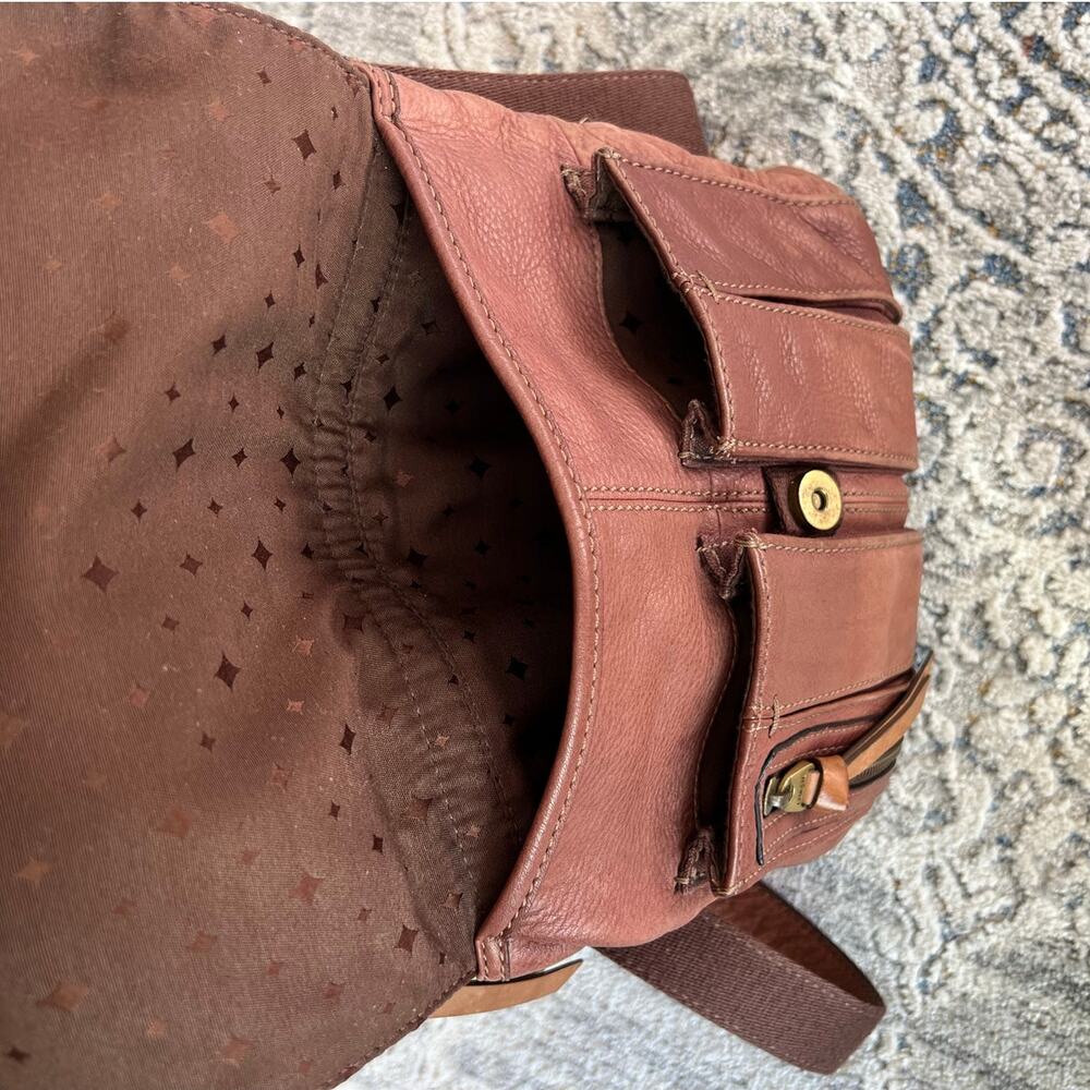 Fossil Morgan Traveler Crossbody Brown Distressed Leather Saddle Bag - Picture 7 of 16